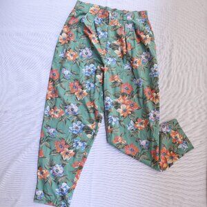 Vintage GAP Pants Women's Large 11/12 Floral Cotton Japan Made Barrel Taper Leg